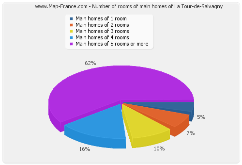 Number of rooms of main homes of La Tour-de-Salvagny